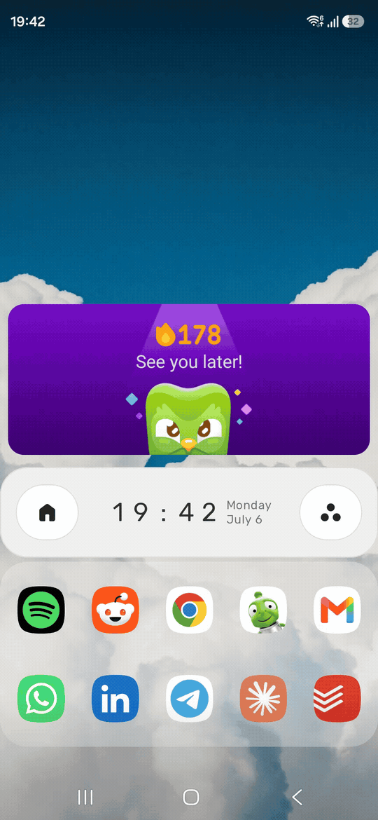 Yasan Launcher marking a widget as always pinned regardless of space.